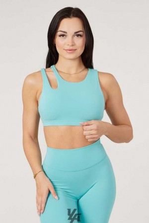 Aqua Blue YoungLa W323 - Powerpuff Sports Bra | 6394-ZCEGI