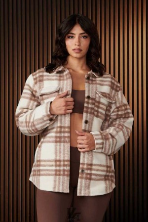 Beige Plaid YoungLa W515 - Urban Shacket | 6352-OJVQA