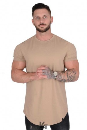 Beige YoungLa 402 Perfect Tee - Scallop Bottom | 9721-MTUZV