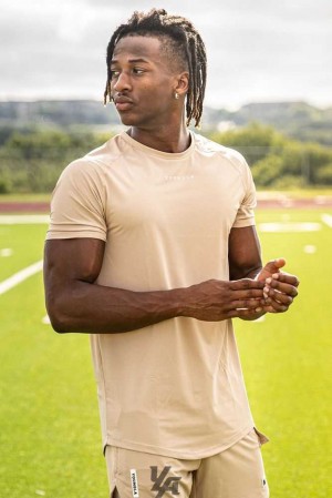 Beige YoungLa 440 Performance Line Short Sleeve Shirts | 2348-SDPGR