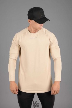 Beige YoungLa 441 Performance Line Longsleeve Shirts | 8246-UQJWM