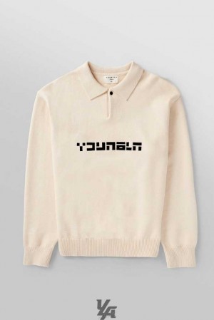 Beige YoungLa 508 - Knitted Polo Longsleeves | 6340-MNDRB