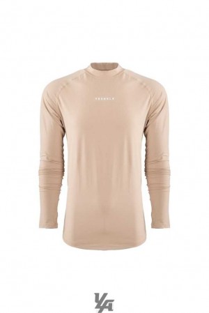 Beige YoungLa 808 High Neck Compression Shirt | 6240-ZQVSO