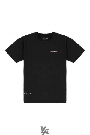 Black Wash YoungLa 414 Signature Tees | 6948-WVICY