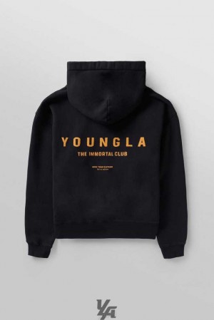 Black Wash YoungLa 533 - Immortal Club Hoodies | 6012-TXMHD