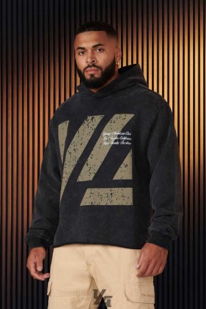 Black Wash YoungLa 568 - Icon Washed Hoodies | 3549-YZOEV