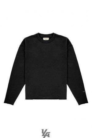 Black Wash YoungLa 821 Anarchy Crewnecks | 0651-FKNRH