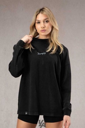 Black Wash YoungLa W416 Retro Long Sleeve | 5721-VZFDY