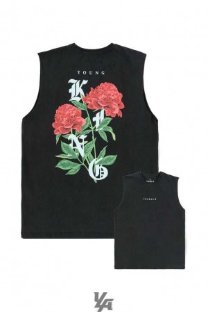 Black Washed YoungLa 316 Young King Tanks | 7295-OUDVE