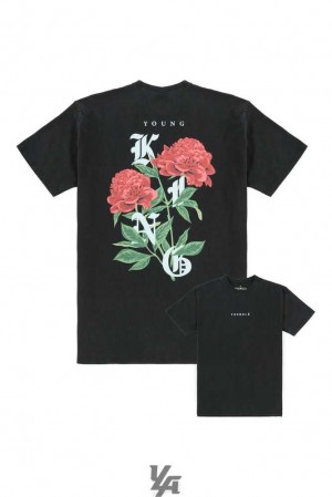 Black Washed YoungLa 453 Young King Tees | 2506-RZWNS