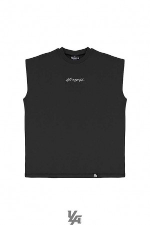 Black YoungLa 328 Drop Shoulder Cut Offs | 2387-JVDAY