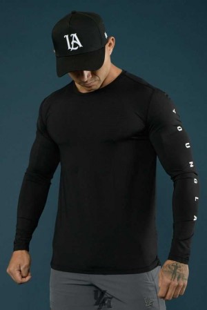 Black YoungLa 424 Zephyr Compression Long Sleeves | 5613-ATCFZ