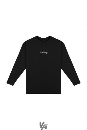 Black YoungLa 427 Simple Things Long Sleeve Shirt | 5246-MIZHK