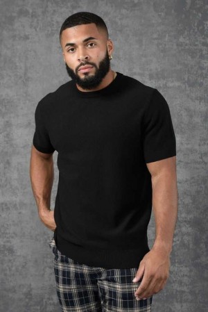 Black YoungLa 460 Classy Knitted Shirt | 9573-ZUMFX