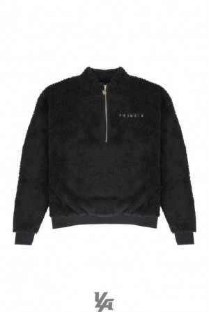 Black YoungLa 505 Quarter Zip Teddy Fleece | 8654-ISOFZ