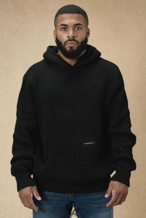 Black YoungLa 547 Mojave Knitted Hoodies | 2730-SGMHU