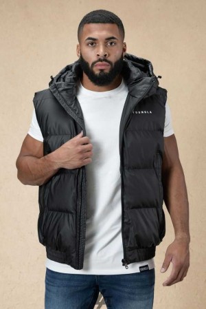 Black YoungLa 553 Brooklyn Puffer Vest | 3721-MOIGE