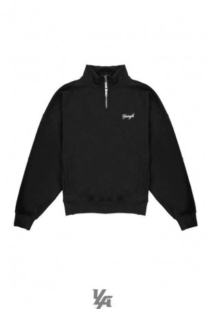 Black YoungLa 558 Supersized G Quarter Zip | 0531-WJXLS