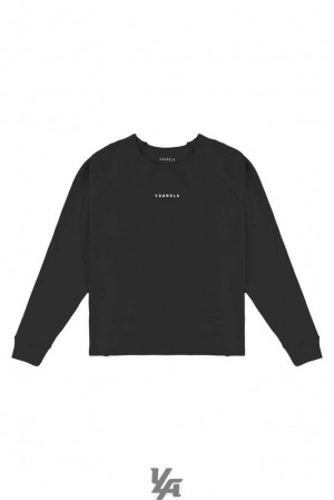 Black YoungLa 815 Raw Neck Cloud Longsleeves | 6408-AENVO