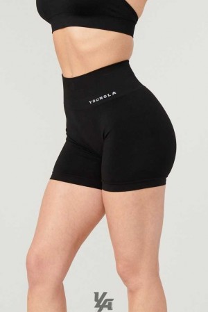 Black YoungLa W120 - Core Seamless Shorts | 9254-KPALX