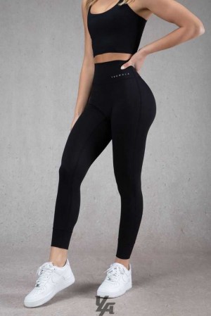 Black YoungLa W212 Progress Leggings | 6329-SFHRD