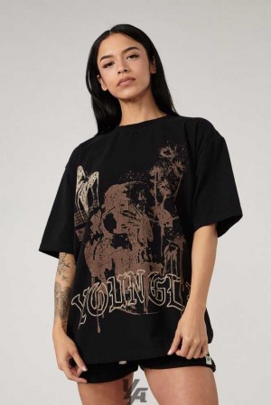 Bone Wash YoungLa W427 Phantom Oversized Tees | 9625-USKQF