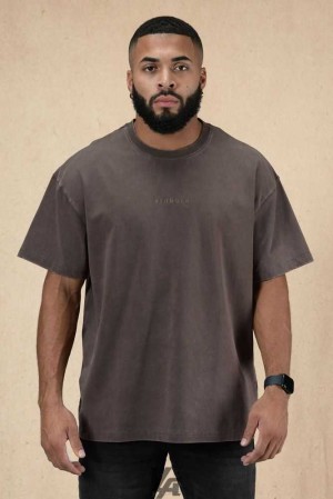 Brown Wash YoungLa 420 Essential Oversized Tee | 5693-ADYGQ