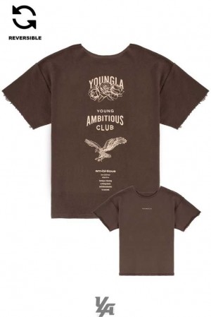 Brown Wash YoungLa 455 Reversible Immortal Tee | 8250-HXGEK