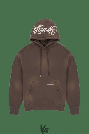 Brown Wash YoungLa 549 Phantom Hoodies | 4931-OVFDP