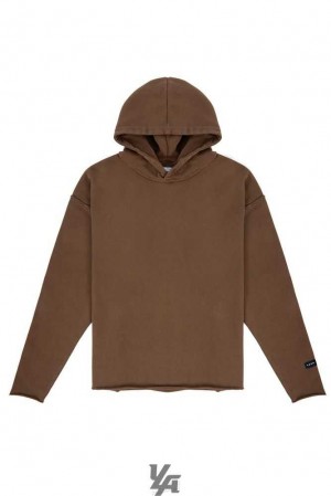 Brown Wash YoungLa 555 Anarchy Hoodies | 3175-LIWDQ