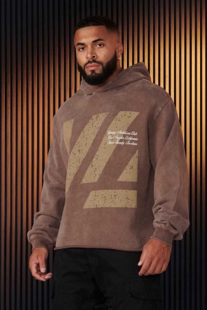 Brown Wash YoungLa 568 - Icon Washed Hoodies | 4351-UIZAN