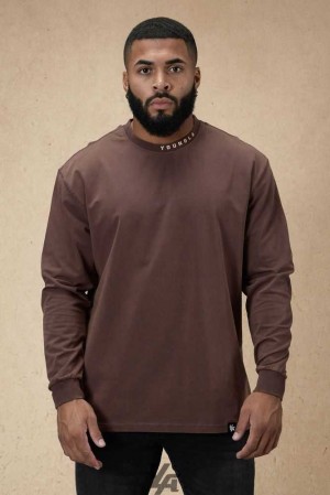 Brown Wash YoungLa 810 Trademark Longsleeves | 1203-CAMUB