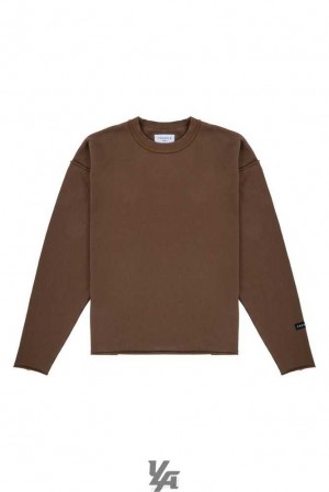 Brown Wash YoungLa 821 Anarchy Crewnecks | 6013-DJHTF