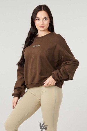 Brown Wash YoungLa W513 - Willow Crewneck | 1259-IXTVQ