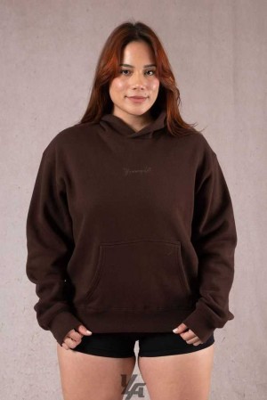 Brown YoungLa W502 Staple Hoodie | 6041-UMBDO