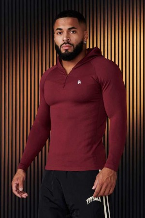 Burgundy YoungLa 832 - SuperVillain Compression Hoodies | 6349-HSKEF