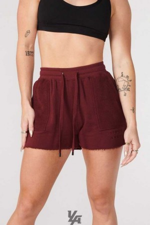 Burgundy YoungLa W114 Reversed Terry Shorts | 1049-WSTCO