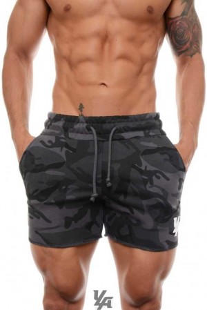 Camo Black YoungLa 102 Bodybuilding French Terry Shorts | 8614-VQKZN