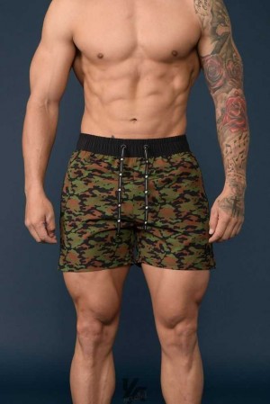 Camo Green YoungLa 101 Bodybuilding Short Shorts | 8967-GZPRL