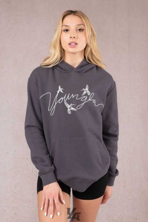 Coal YoungLa W509 Hummingbird Oversized Hoodie | 7230-GPZJE