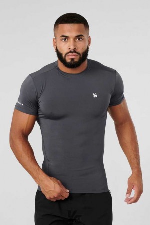 Dark Grey YoungLa 476 - Stealth Compression Tees | 5471-EHRJV