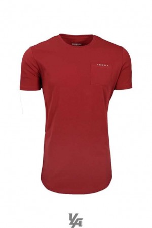 Dark Red YoungLa 406 Perfect Pocket Tee | 0467-TNZEB