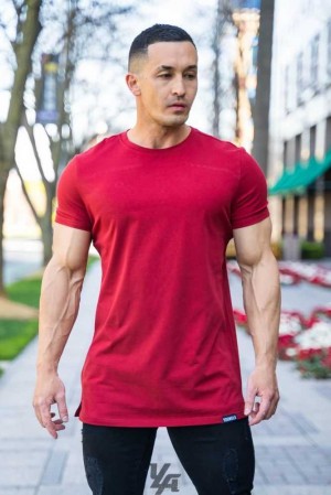 Dark Red YoungLa 411 Perfect Tee - Straight Bottom | 3640-FNMDX