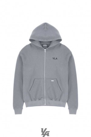 Grey Wash YoungLa 515 Monarch Zip-up Hoodie | 0629-CNWZV