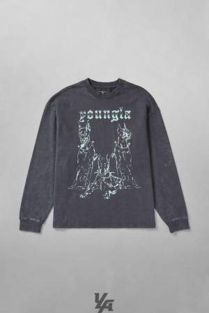 Grey Wash YoungLa 804 For All The Dogs Longsleeves | 1734-SUWXY