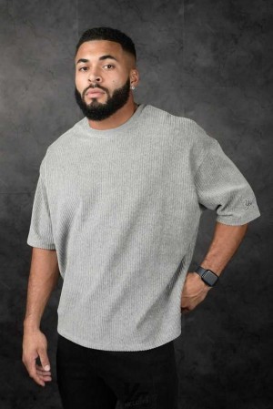 Grey YoungLa 421 Corduroy Supersized Tees | 7296-XZPAS