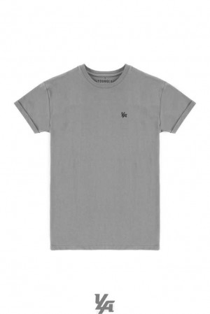 Grey YoungLa 425 Rolled Cuff Straight Bottom Tees | 0723-FLAJI