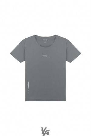 Grey YoungLa 447 Wide neck Raw Cut Tee | 1590-AWHSL