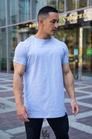 Heather Grey YoungLa 411 Perfect Tee - Straight Bottom | 6395-BQJSF