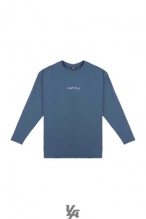 Kashmir Blue YoungLa 427 Simple Things Long Sleeve Shirt | 3879-WAKJE